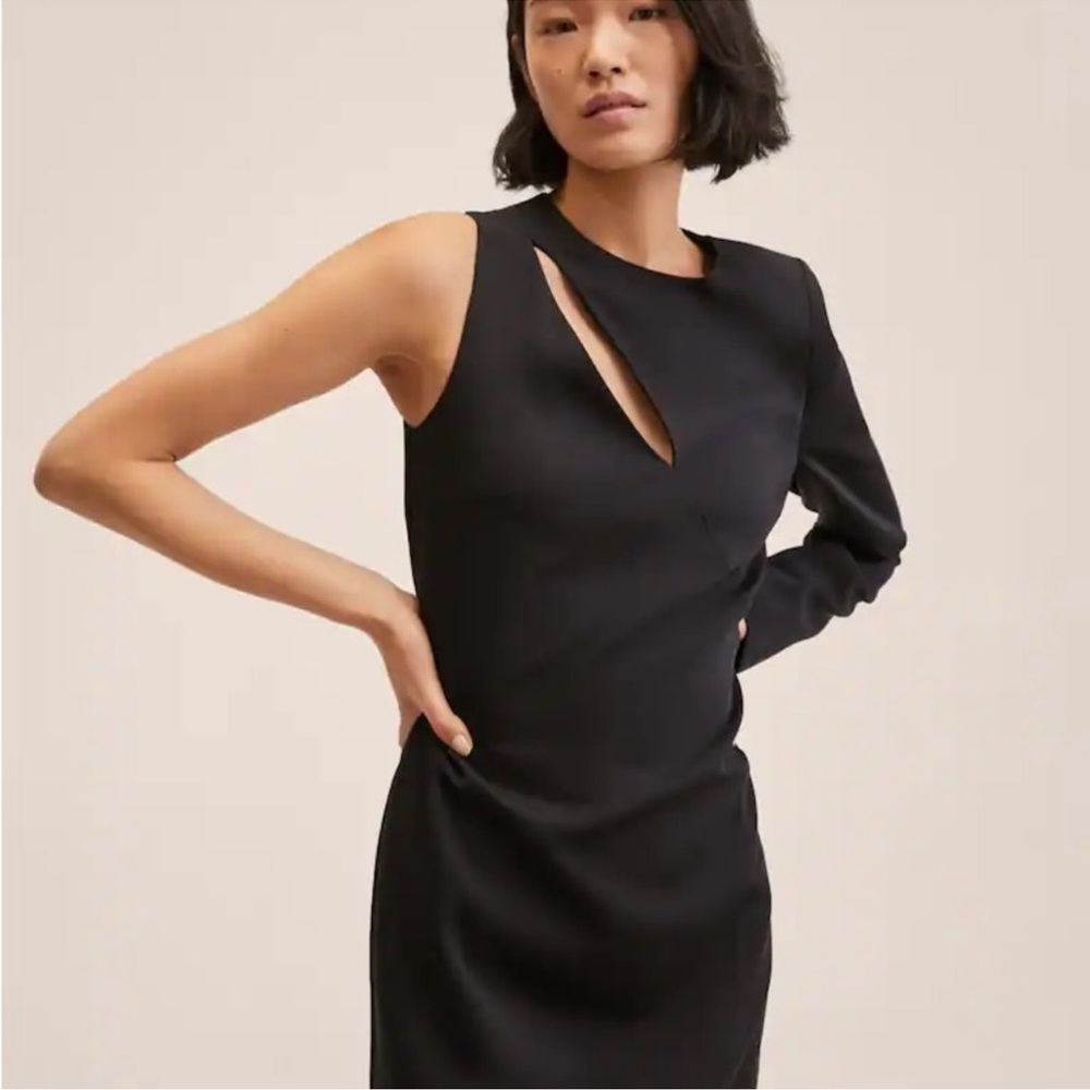 Mango Miki Asymmetric Mini Black Dress